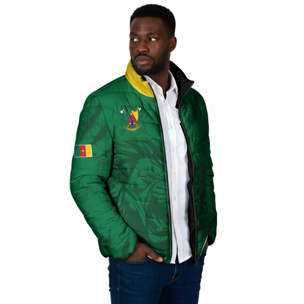 Custom Cameroon Football Padded Jacket Go Les Lions Indomptables Go - African Pride
