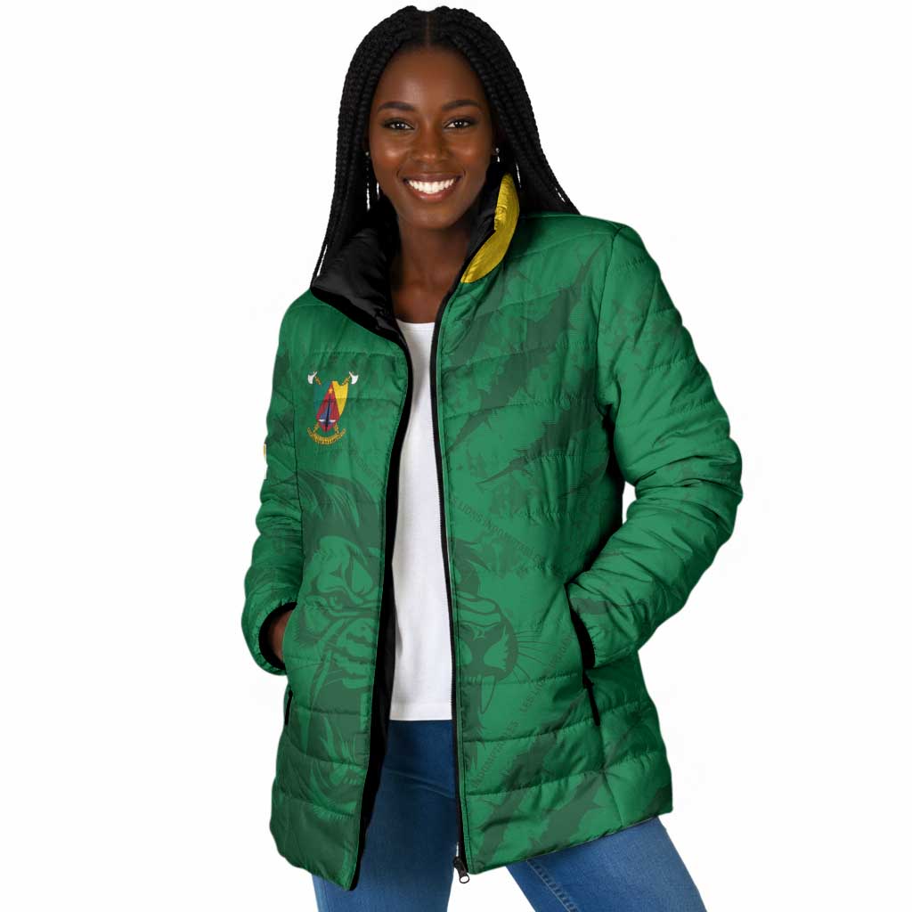 Custom Cameroon Football Padded Jacket Go Les Lions Indomptables Go - African Pride