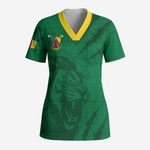 Custom Cameroon Football Scrub Top Go Les Lions Indomptables Go - African Pride