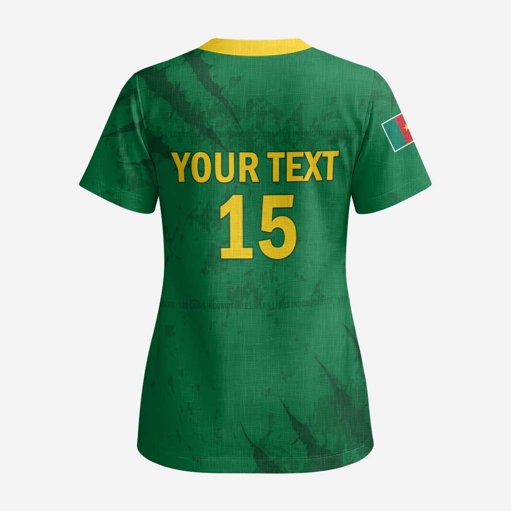 Custom Cameroon Football Scrub Top Go Les Lions Indomptables Go - African Pride