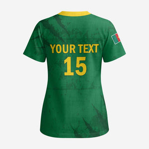 Custom Cameroon Football Scrub Top Go Les Lions Indomptables Go - African Pride