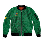 Custom Cameroon Football Sleeve Zip Bomber Jacket Go Les Lions Indomptables Go - African Pride