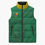 Custom Cameroon Football Sleeveless Puffer Jacket Go Les Lions Indomptables Go - African Pride