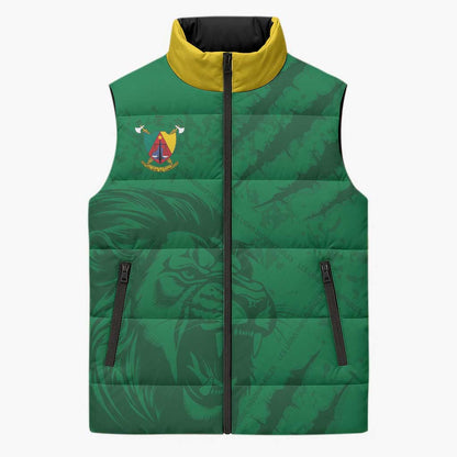 Custom Cameroon Football Sleeveless Puffer Jacket Go Les Lions Indomptables Go - African Pride