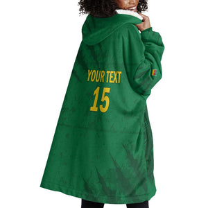 Custom Cameroon Football Wearable Blanket Hoodie Go Les Lions Indomptables Go - African Pride
