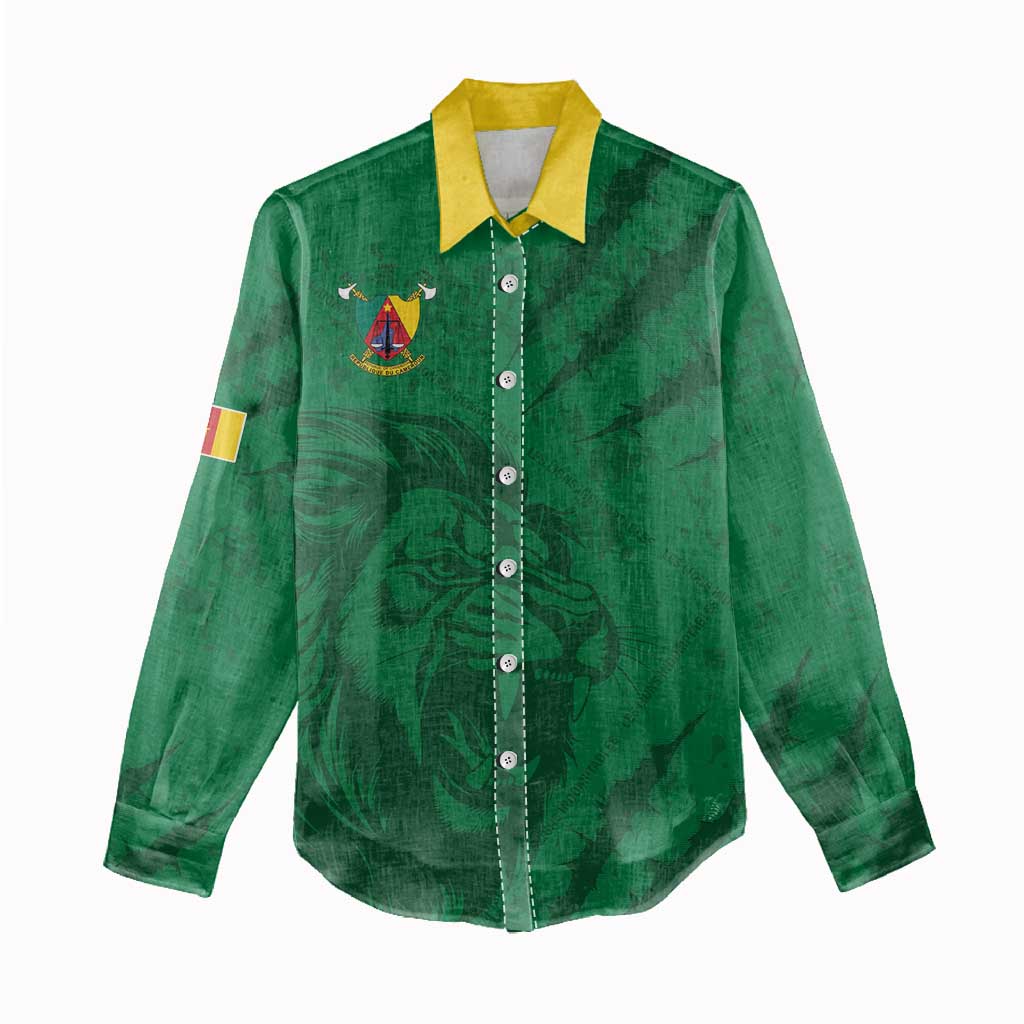 Custom Cameroon Football Women Casual Shirt Go Les Lions Indomptables Go - African Pride