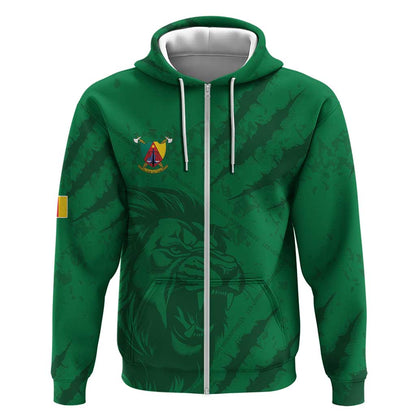 Custom Cameroon Football Zip Hoodie Go Les Lions Indomptables Go - African Pride