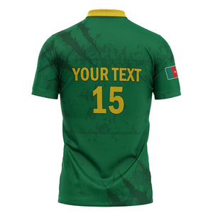 Custom Cameroon Football Zipper Polo Shirt Go Les Lions Indomptables Go - African Pride
