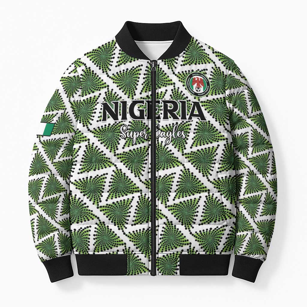 Custom Nigeria Football Bomber Puffer Jacket Come On Super Eagles - African Pride