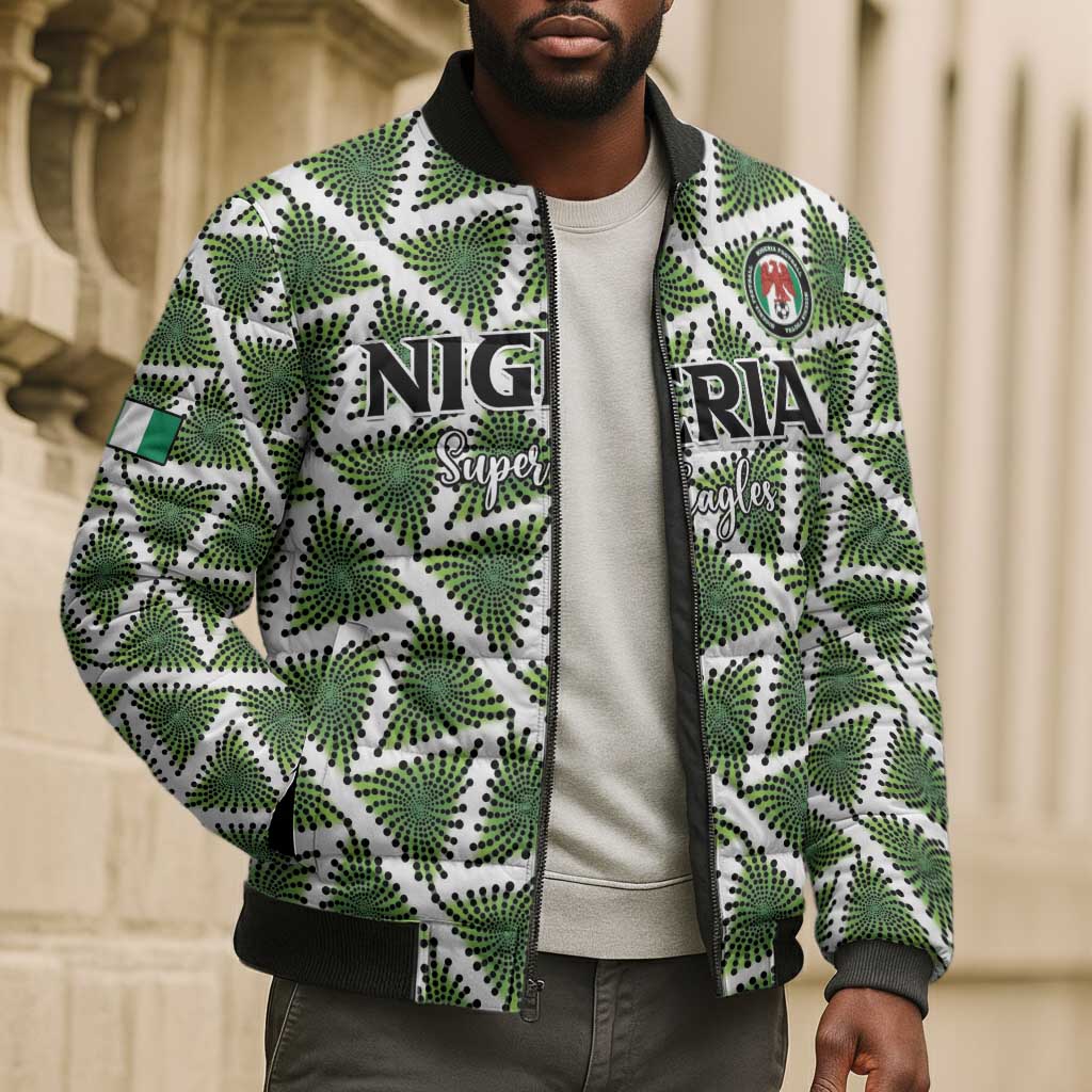 Custom Nigeria Football Bomber Puffer Jacket Come On Super Eagles - African Pride
