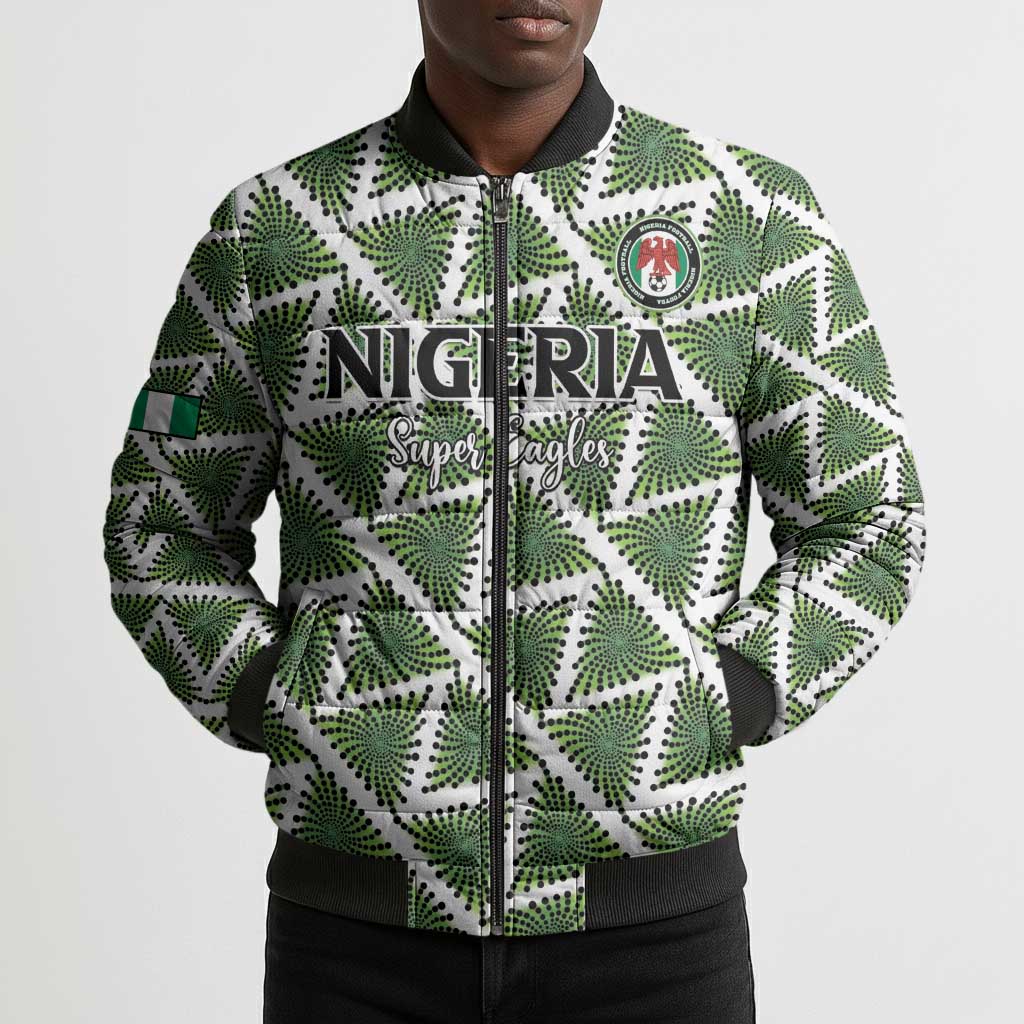 Custom Nigeria Football Bomber Puffer Jacket Come On Super Eagles - African Pride