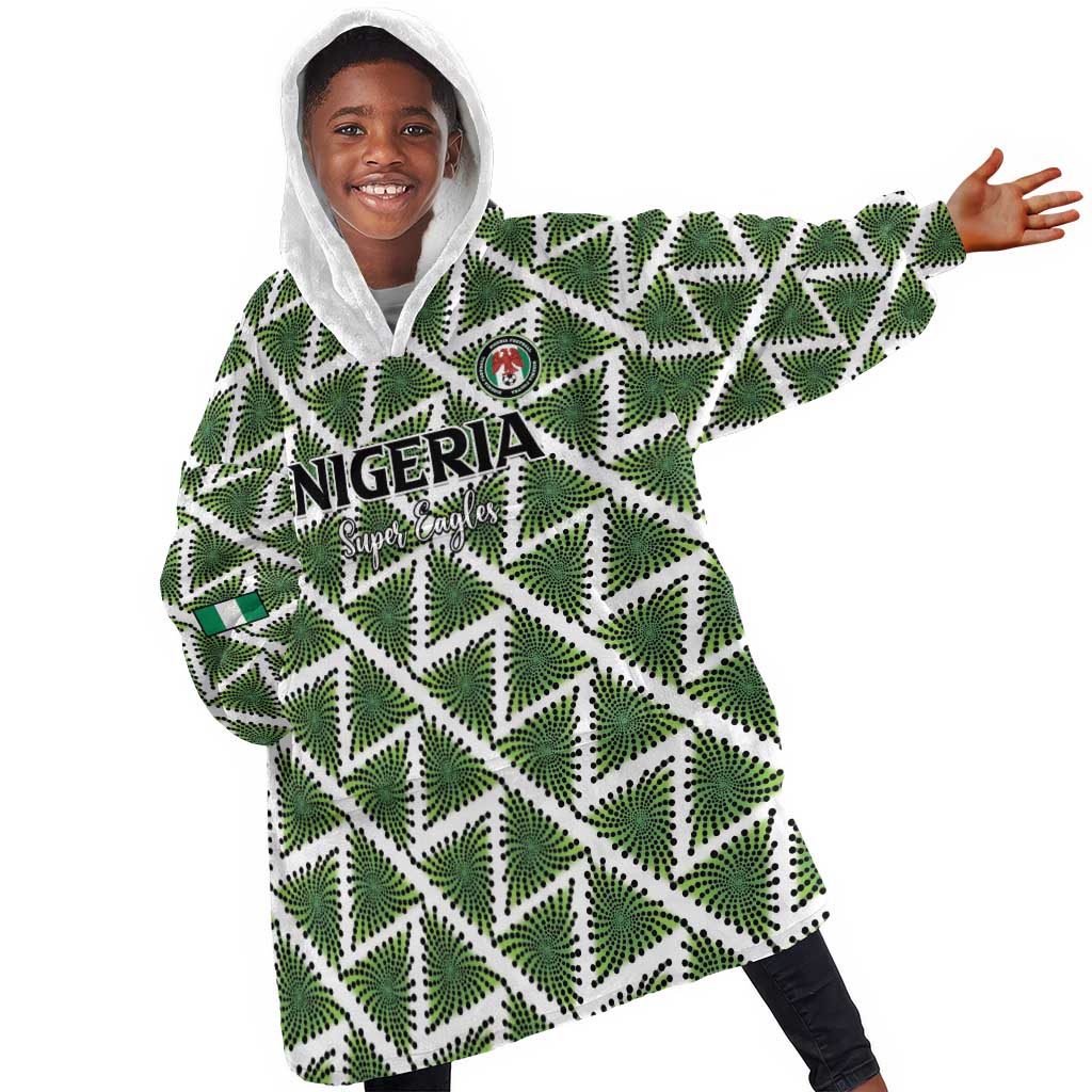 Custom Nigeria Football Kid Wearable Blanket Hoodie Come On Super Eagles - African Pride