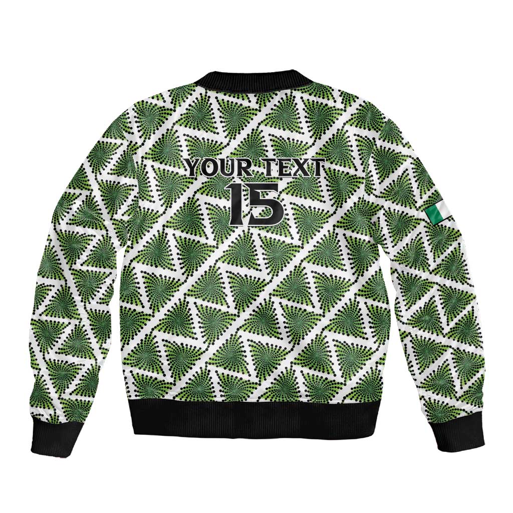 Custom Nigeria Football Sleeve Zip Bomber Jacket Come On Super Eagles - African Pride