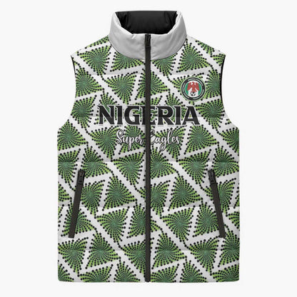 Custom Nigeria Football Sleeveless Puffer Jacket Come On Super Eagles - African Pride