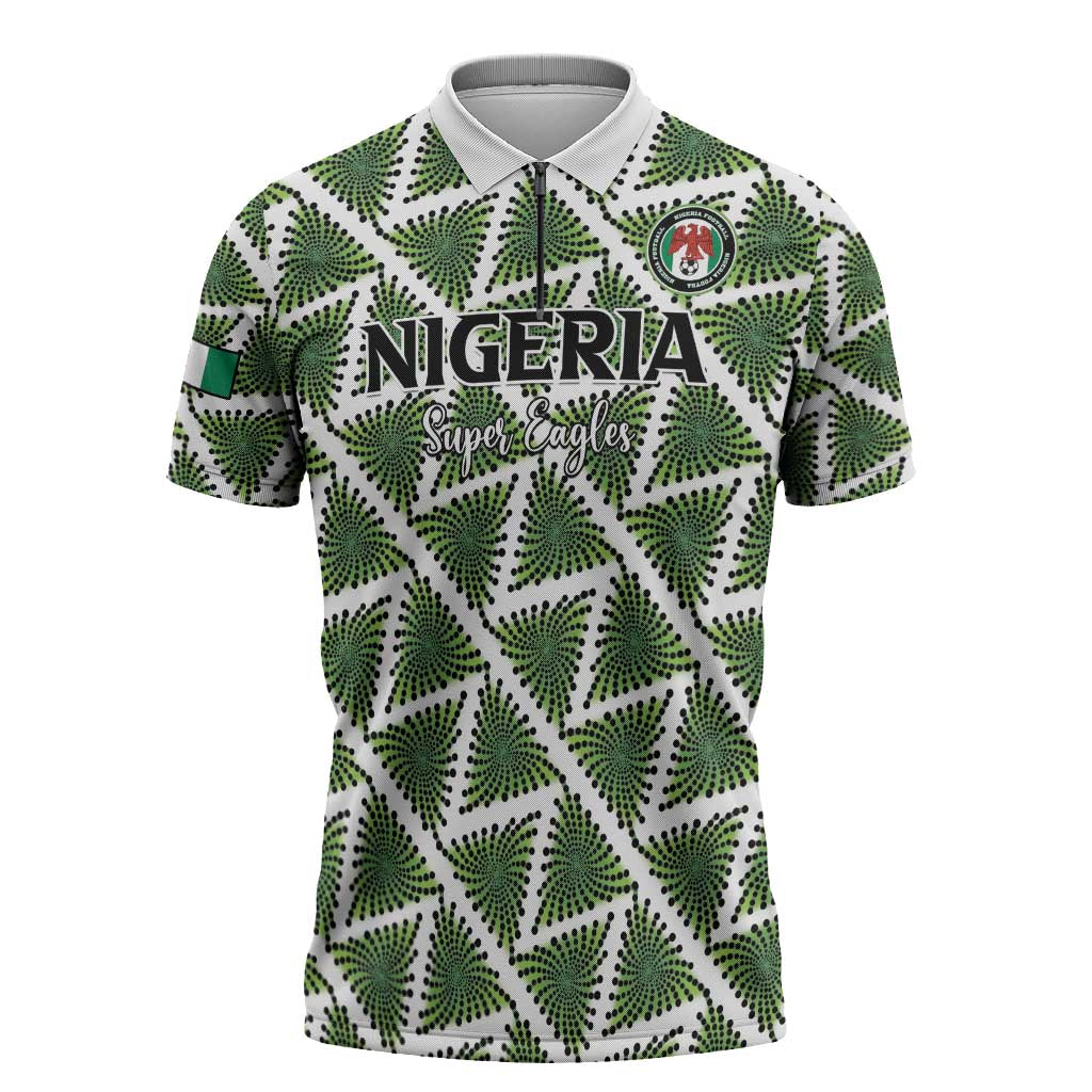 Custom Nigeria Football Zipper Polo Shirt Come On Super Eagles - African Pride