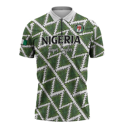 Custom Nigeria Football Zipper Polo Shirt Come On Super Eagles - African Pride