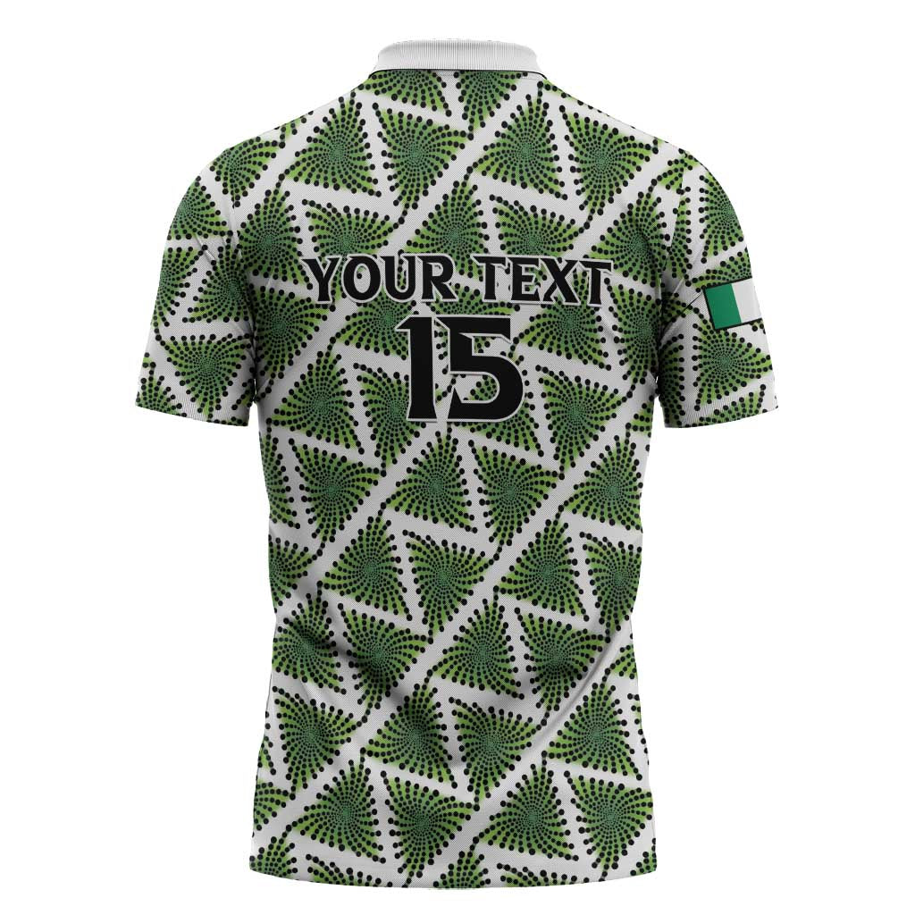 Custom Nigeria Football Zipper Polo Shirt Come On Super Eagles - African Pride