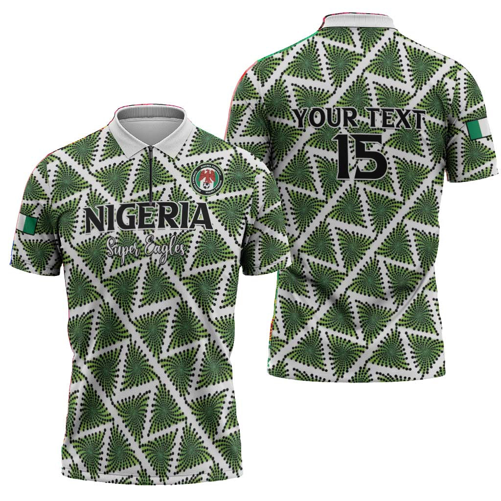 Custom Nigeria Football Zipper Polo Shirt Come On Super Eagles - African Pride