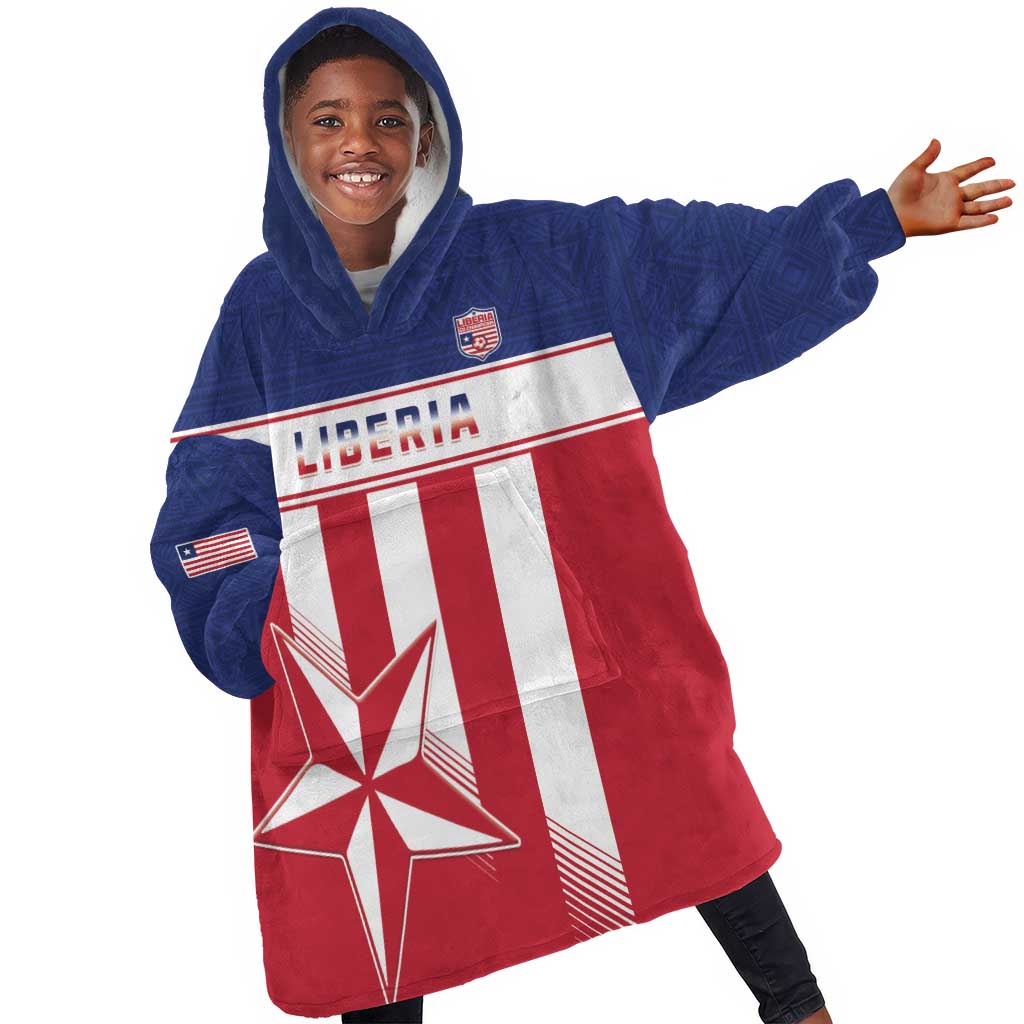 Custom Liberia Football Kid Wearable Blanket Hoodie Sporty Style
