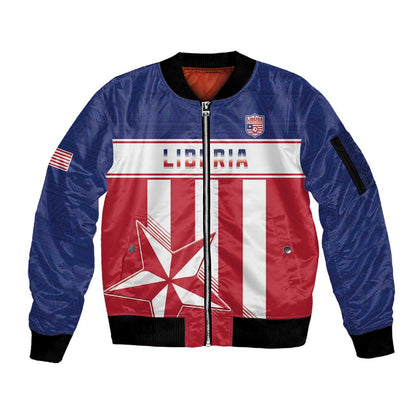 Custom Liberia Football Sleeve Zip Bomber Jacket Sporty Style
