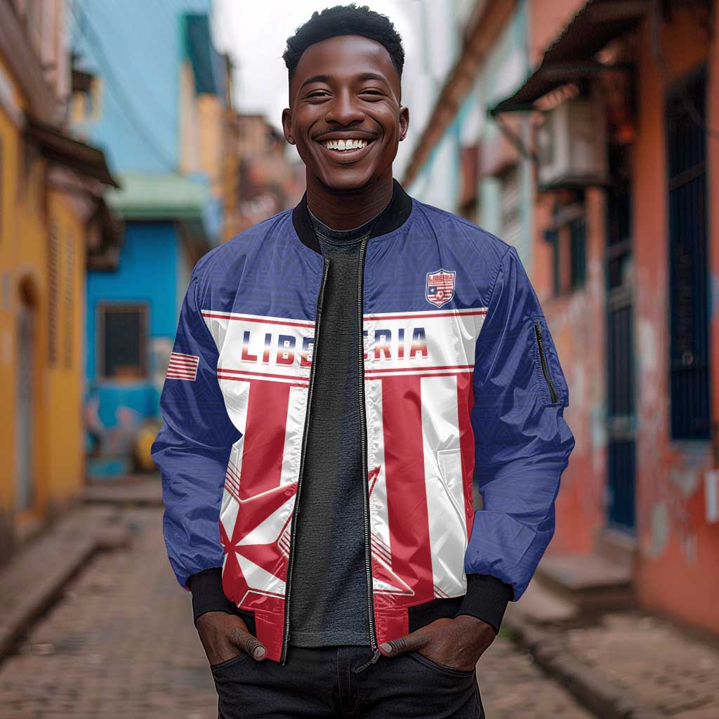 Custom Liberia Football Sleeve Zip Bomber Jacket Sporty Style
