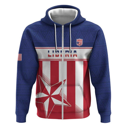 Custom Liberia Football Zip Hoodie Sporty Style