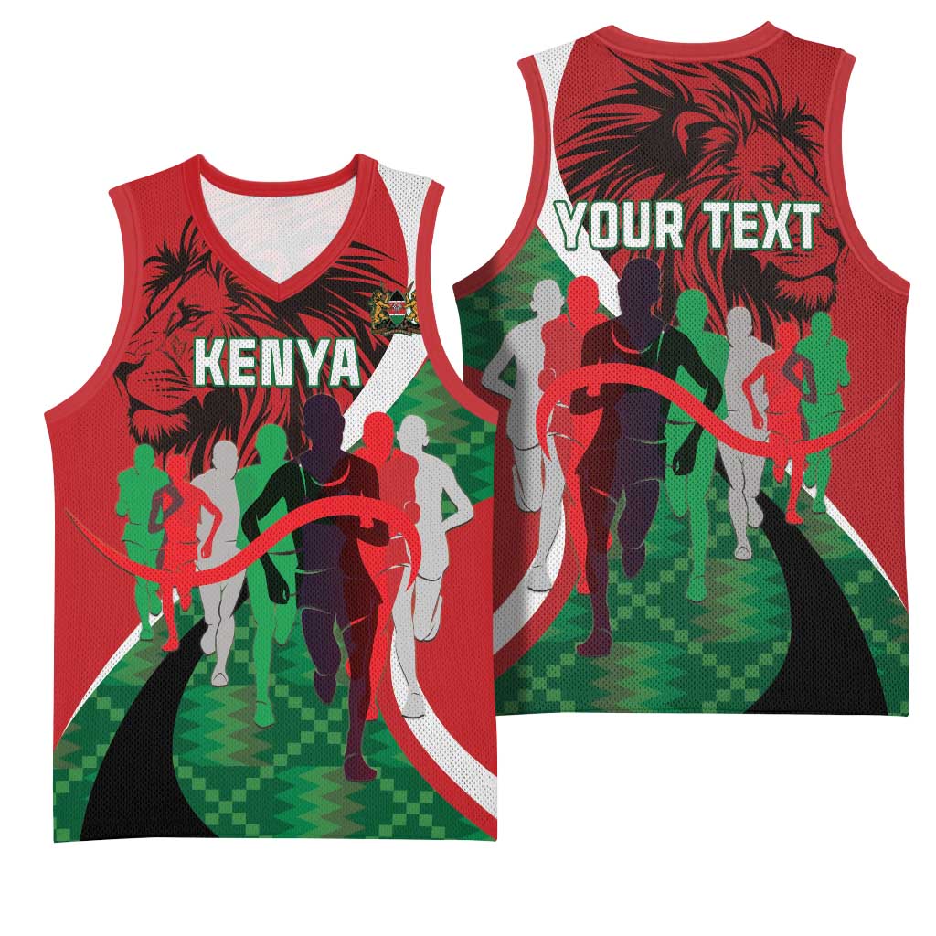 Personalised Athletics Kenya Basketball Jersey Kente Pattern LT15