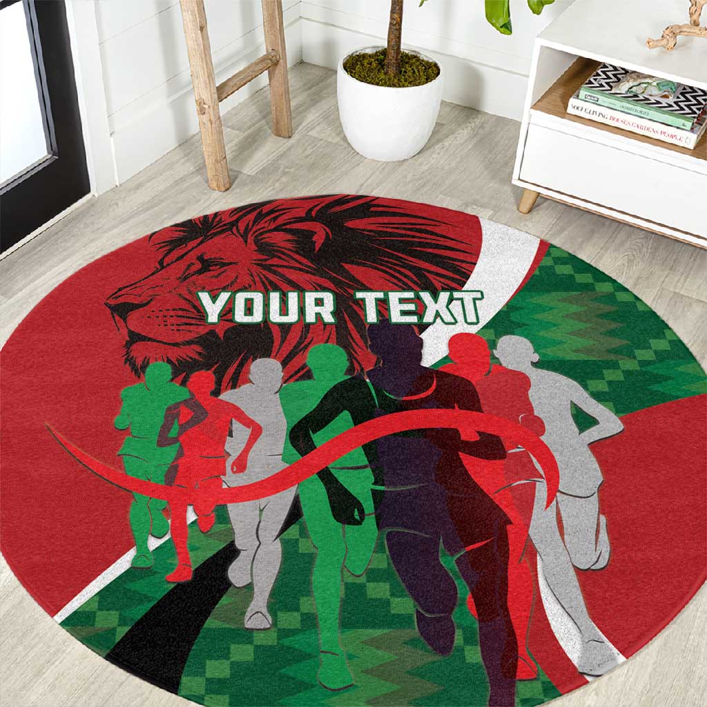 Personalised Athletics Kenya Round Carpet Kente Pattern