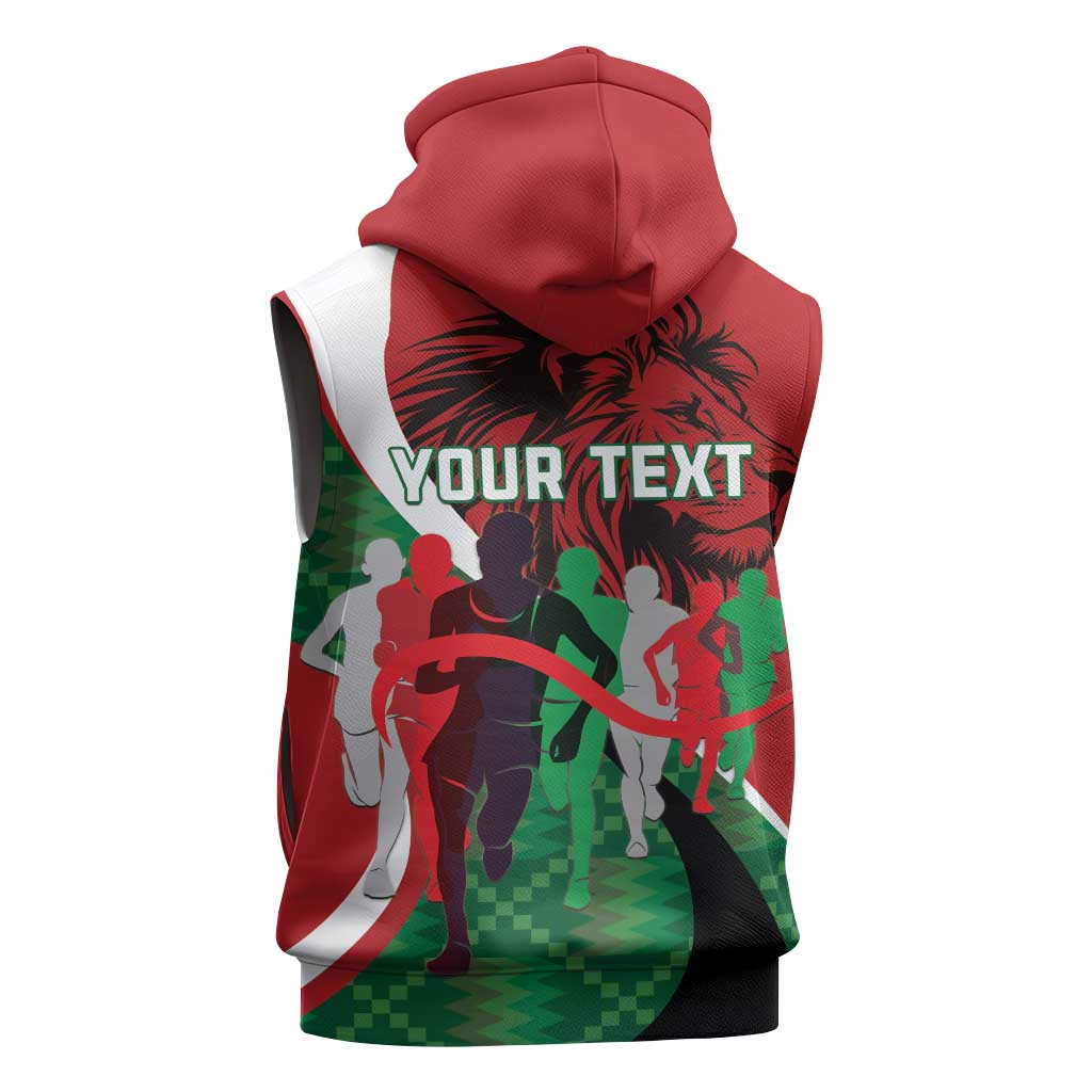 Personalised Athletics Kenya Sleeveless Zip Hoodie Kente Pattern - African Pride