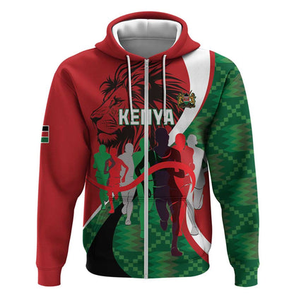 Personalised Athletics Kenya Zip Hoodie Kente Pattern