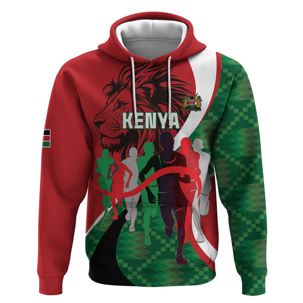 Personalised Athletics Kenya Zip Hoodie Kente Pattern