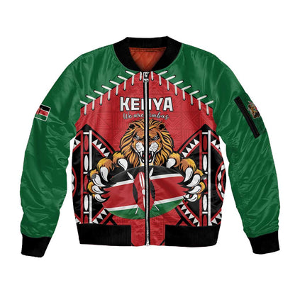 Custom Kenya Rugby Sleeve Zip Bomber Jacket We Are Simbas