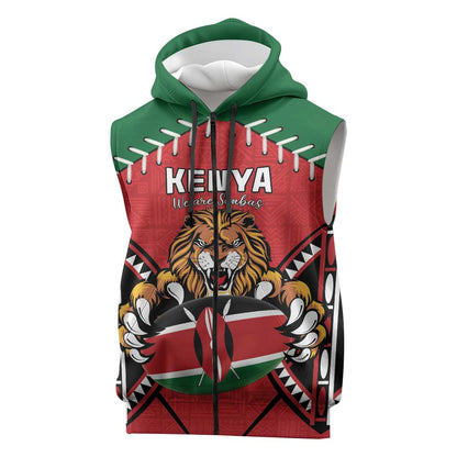 Custom Kenya Rugby Sleeveless Zip Hoodie We Are Simbas - African Pride