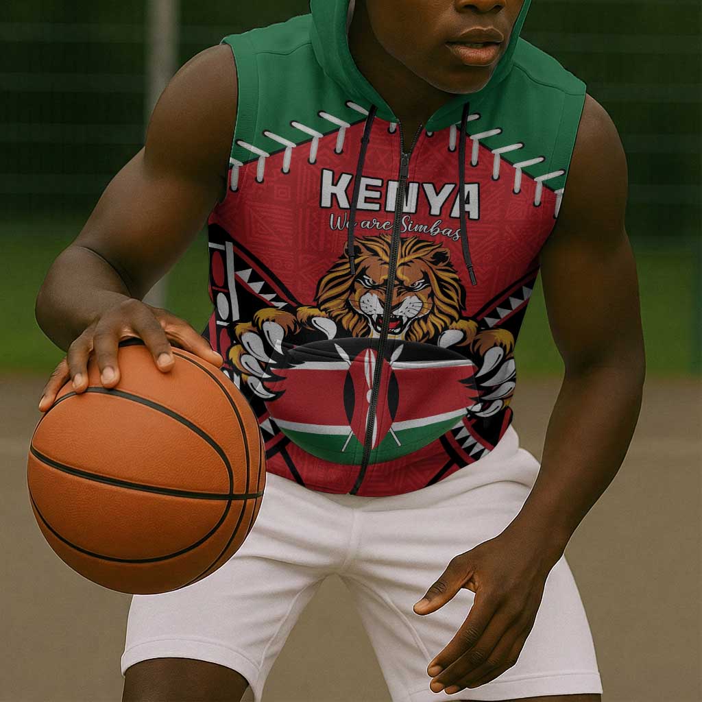 Custom Kenya Rugby Sleeveless Zip Hoodie We Are Simbas - African Pride
