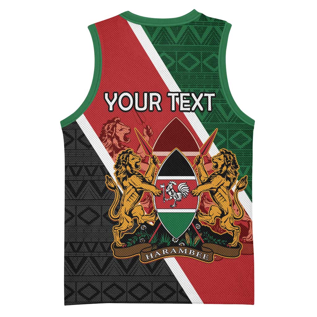 Personalised Kenya Basketball Jersey Flag Style - African Pattern LT15