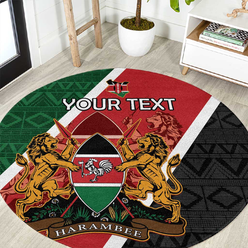 Personalised Kenya Round Carpet Flag Style - African Pattern