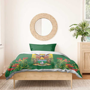 Personalised Zimbabwe Independence Day Bedding Set Coat Of Arms Fire Lilies