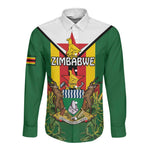 Personalised Zimbabwe Independence Day Long Sleeve Button Shirt Coat Of Arms Fire Lilies