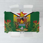 Personalised Zimbabwe Independence Day Tablecloth Coat Of Arms Fire Lilies