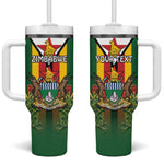 Personalised Zimbabwe Independence Day Tumbler With Handle Coat Of Arms Fire Lilies