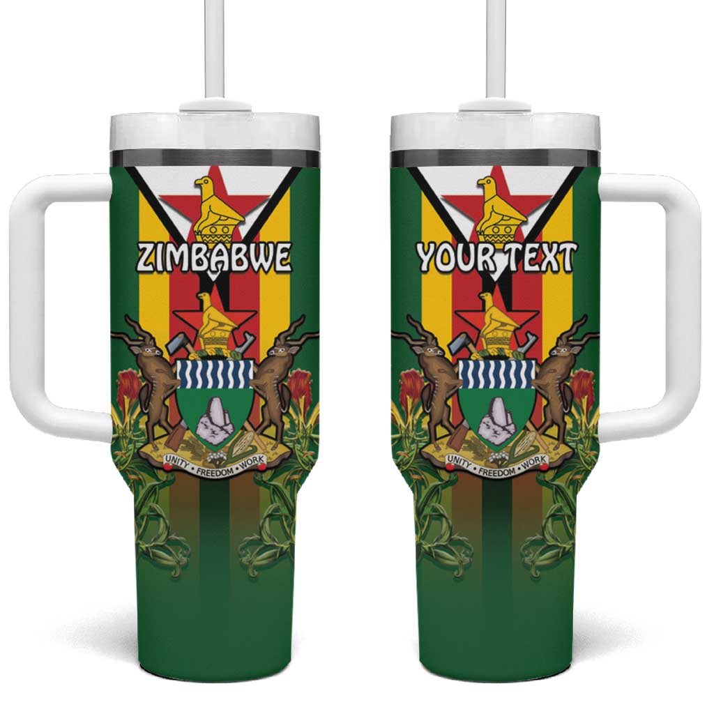 Personalised Zimbabwe Independence Day Tumbler With Handle Coat Of Arms Fire Lilies