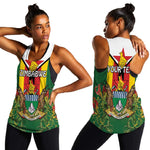 Personalised Zimbabwe Independence Day Women Racerback Tank Coat Of Arms Fire Lilies