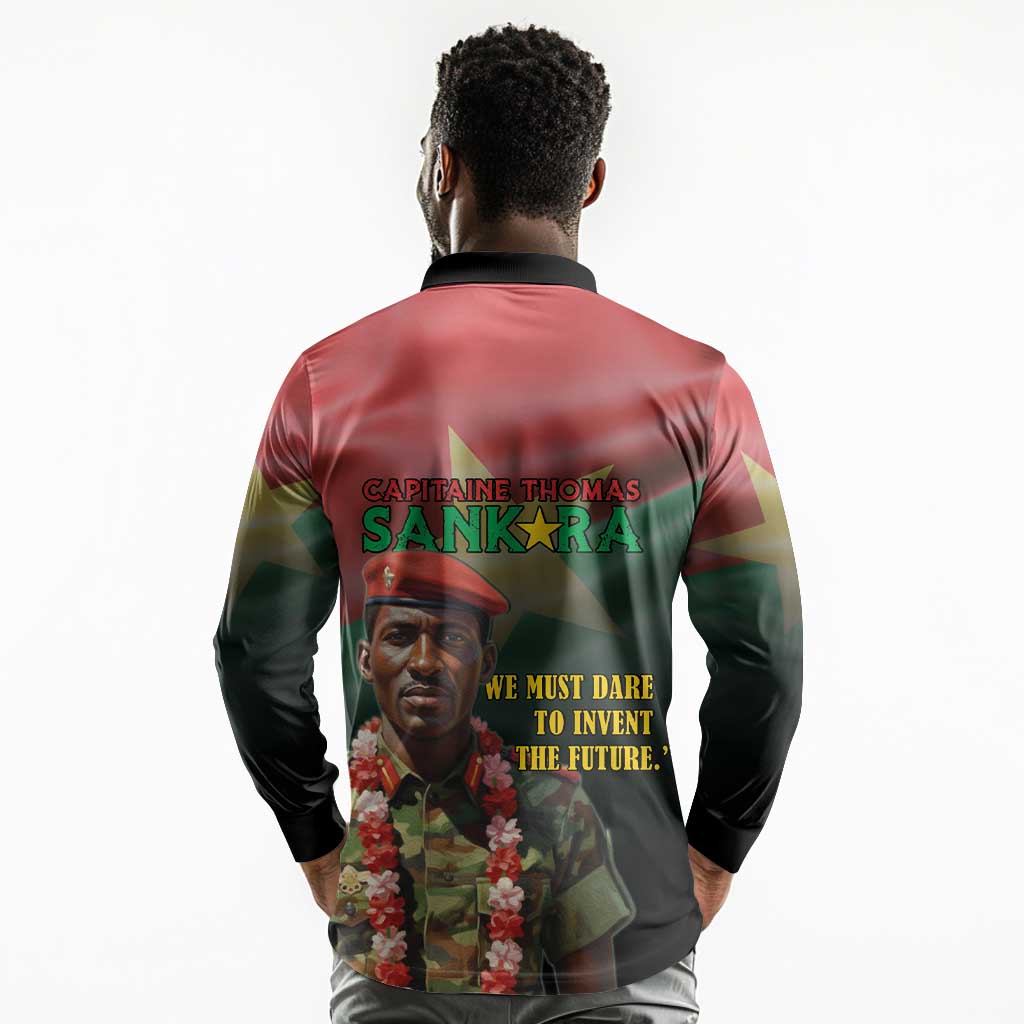 Capitaine Thomas Sankara Long Sleeve Polo Shirt We Must Dare To Invent The Future