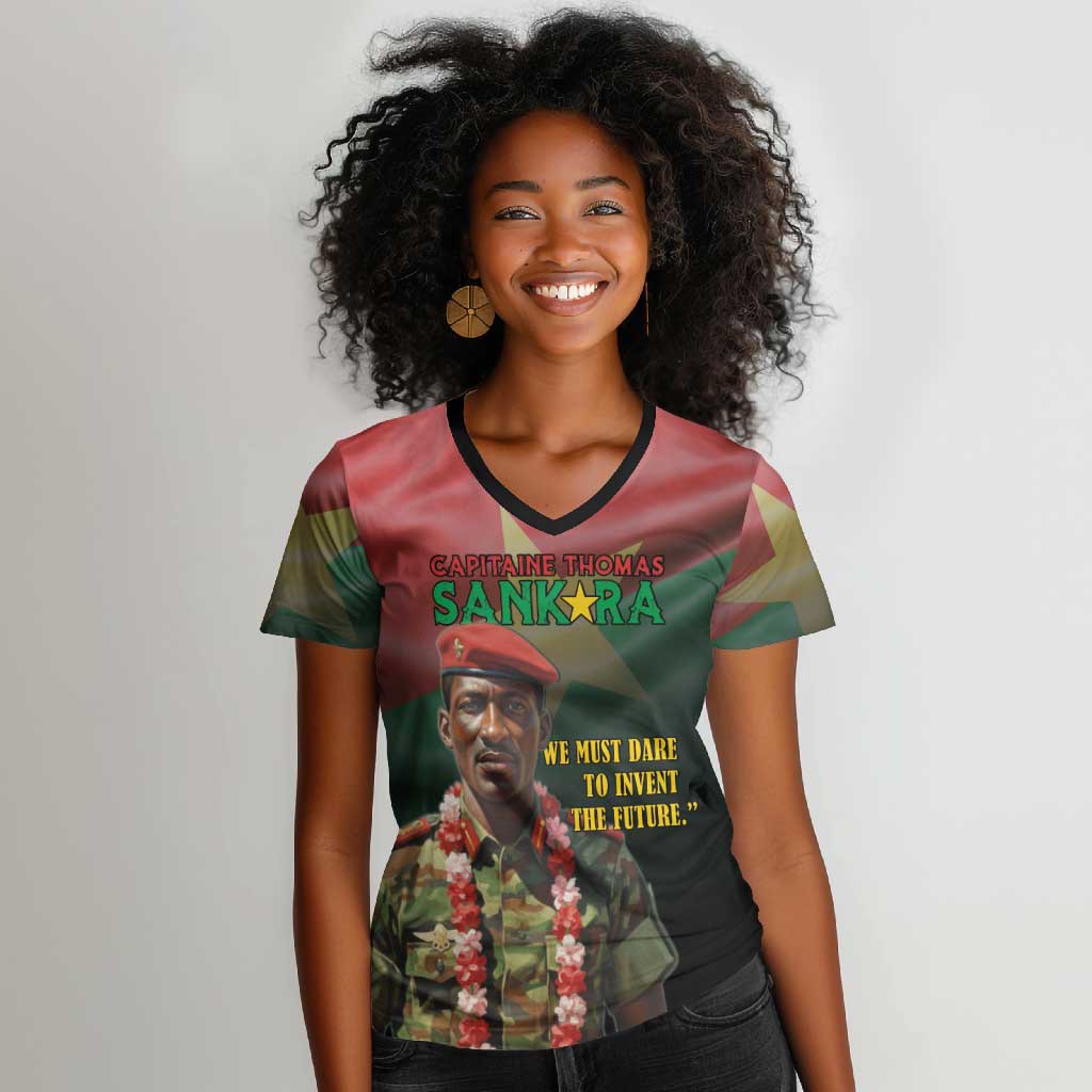 Capitaine Thomas Sankara Women V-Neck T-Shirt We Must Dare To Invent The Future