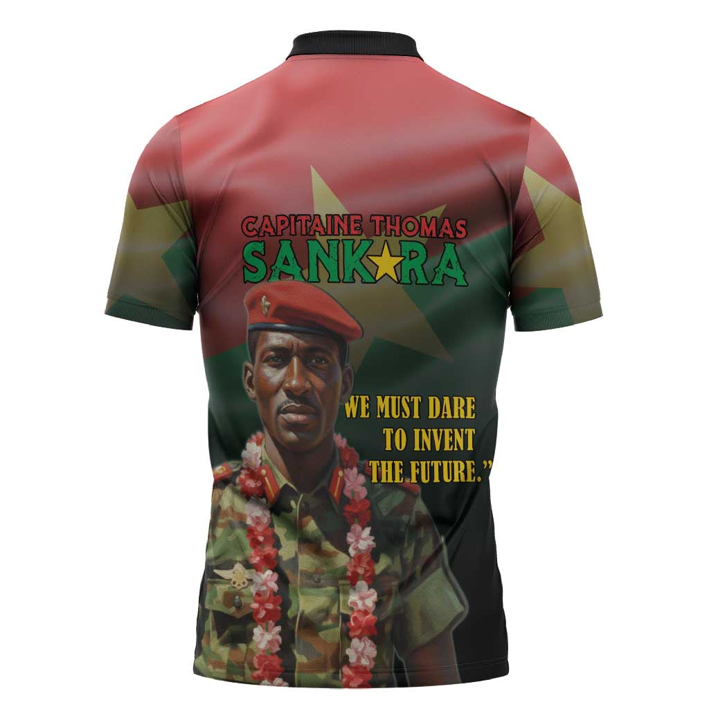 Capitaine Thomas Sankara Zipper Polo Shirt We Must Dare To Invent The Future