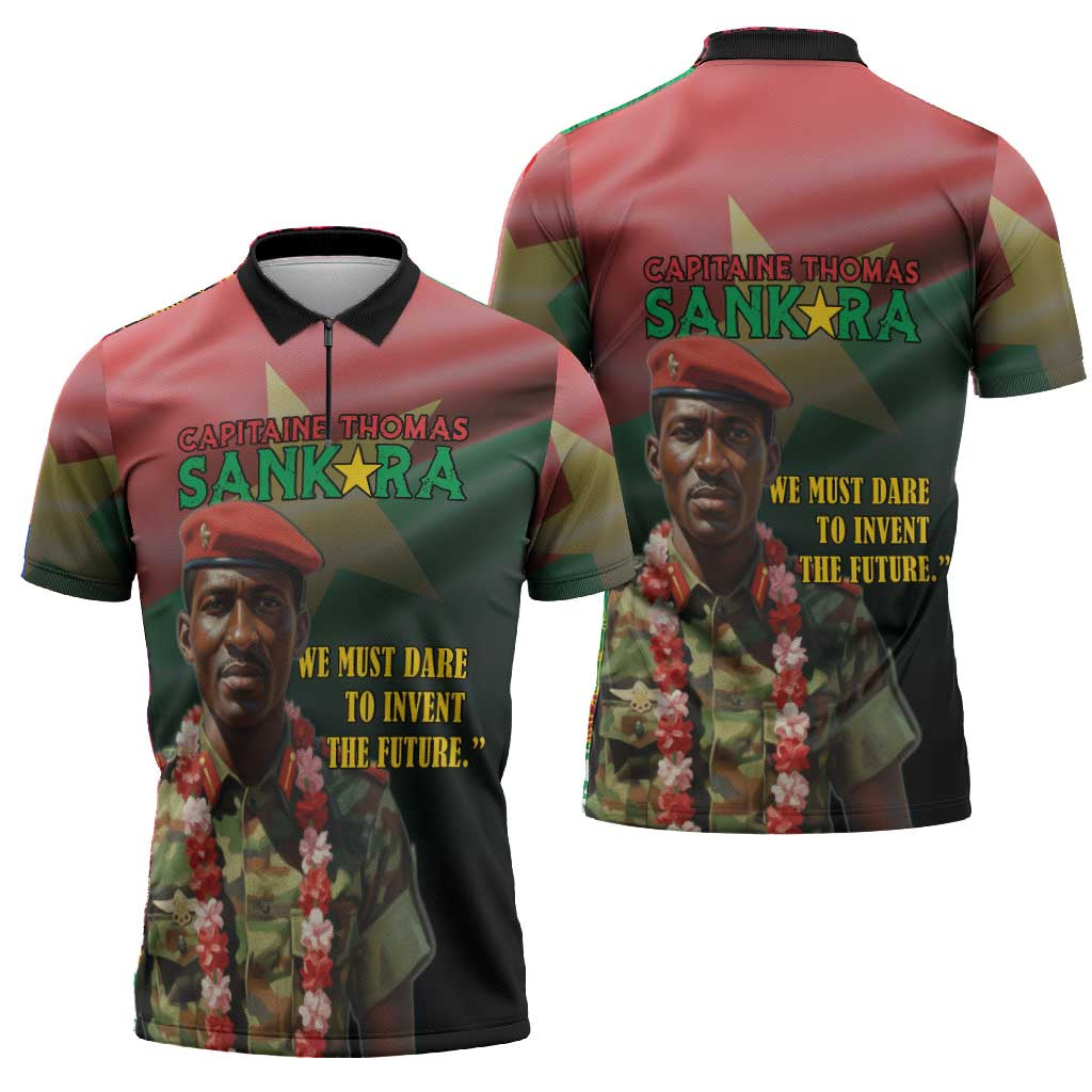 Capitaine Thomas Sankara Zipper Polo Shirt We Must Dare To Invent The Future