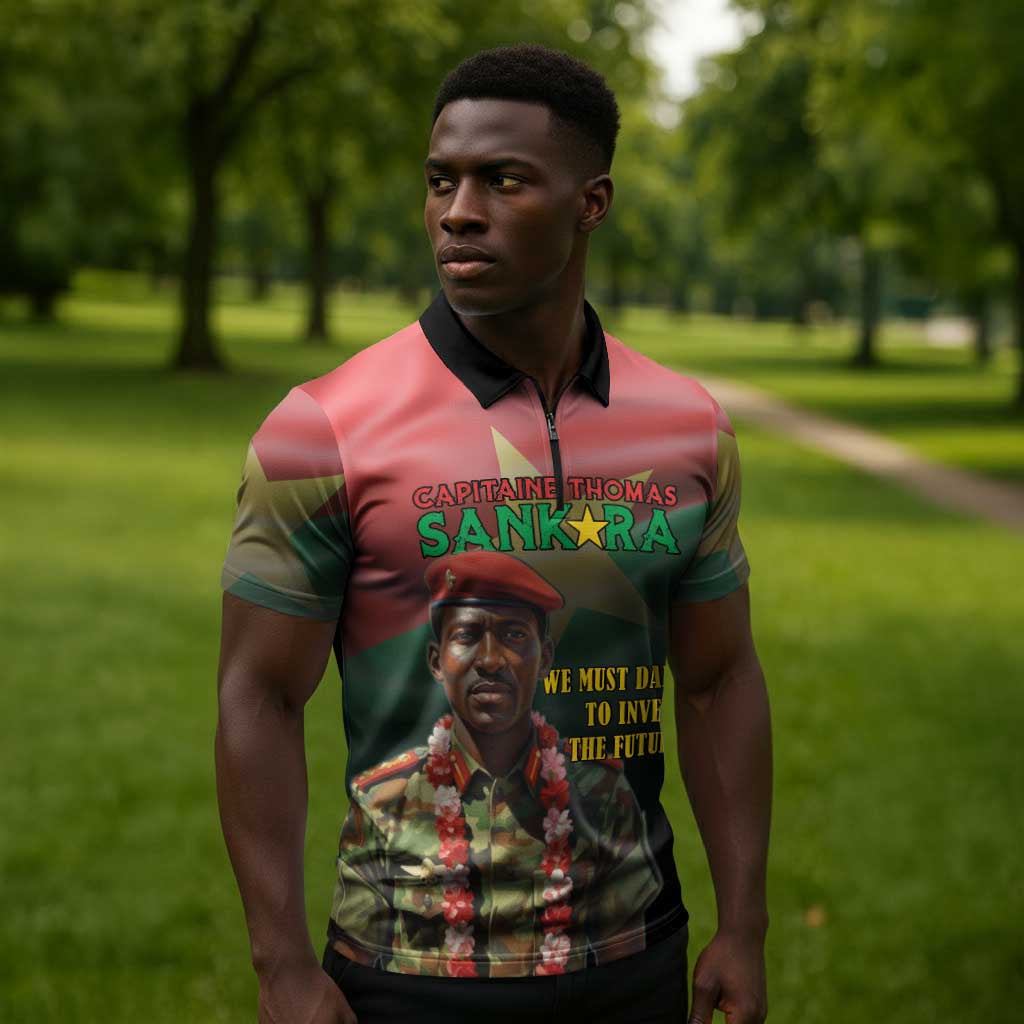 Capitaine Thomas Sankara Zipper Polo Shirt We Must Dare To Invent The Future
