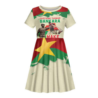 Thomas Sankara Kid Short Sleeve Dress Make Burkina Faso Great