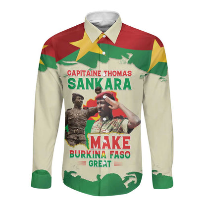 Thomas Sankara Long Sleeve Button Shirt Make Burkina Faso Great