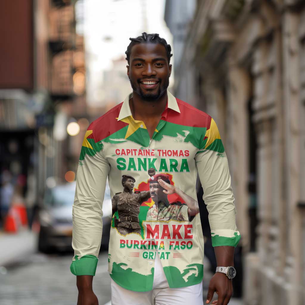 Thomas Sankara Long Sleeve Button Shirt Make Burkina Faso Great